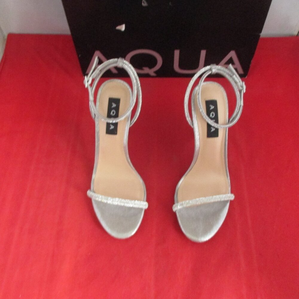 Aqua Berlin Embellished Metallic Heels $128 - US Size 6 1/2 - Silver - 1103 - Picture 3 of 12